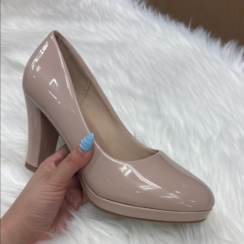 Elegant Nude Patent Leather Pumps